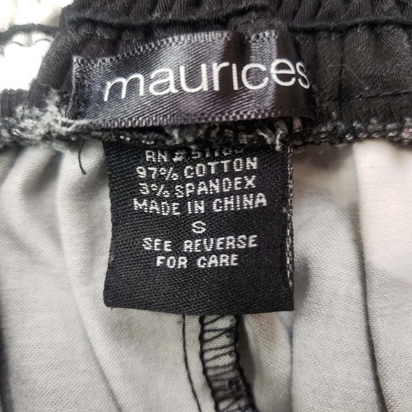 Maurices Women's Black White Floral Pleated Pockets Elastic Waist Cotton Skirt - Picture 7 of 8